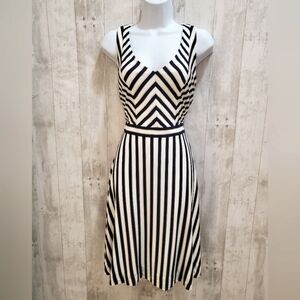 Etcetera Black and White Chevron Midi Dress